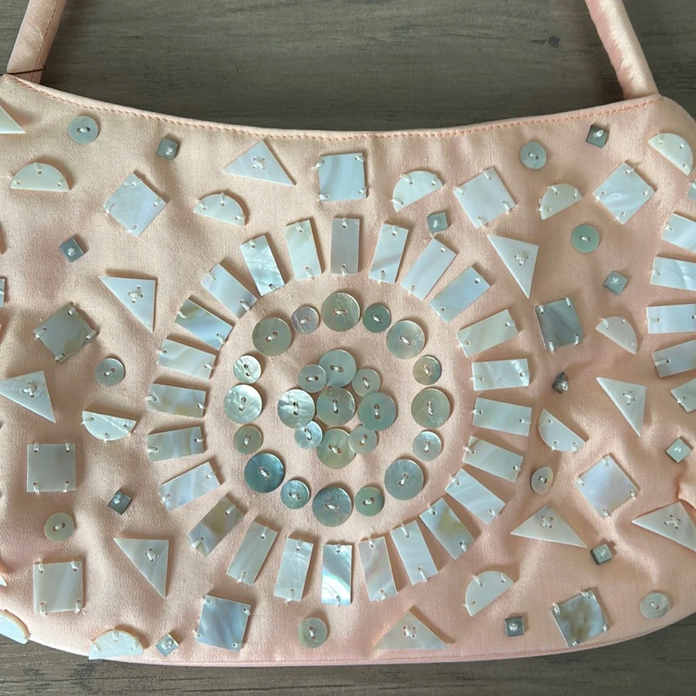 Craft Link Beaded‎ Shoulder Bag Purse Pale Peach Pink from Ten Thousand Villages